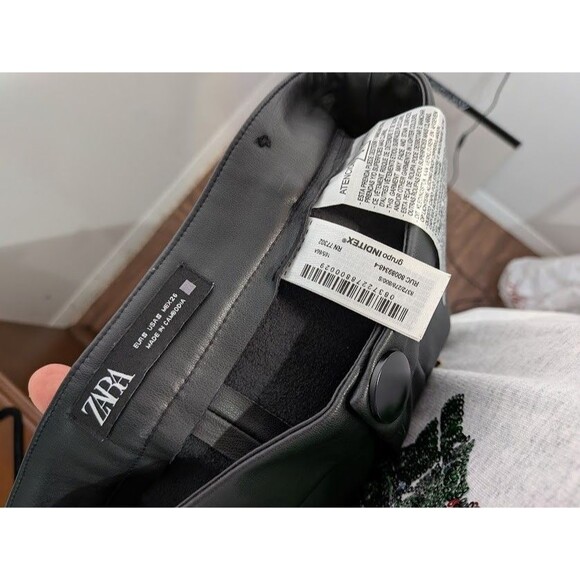 ZARA Black FAUX LEATHER Pants High Waisted Slim Leg Trousers TRENDY Size S US 4 - Picture 3 of 4